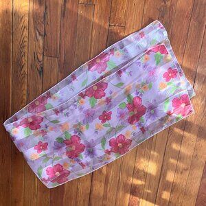 FLORAL SCARF Soft Sheer Polyester Chiffon 13.5" W x 60" L
